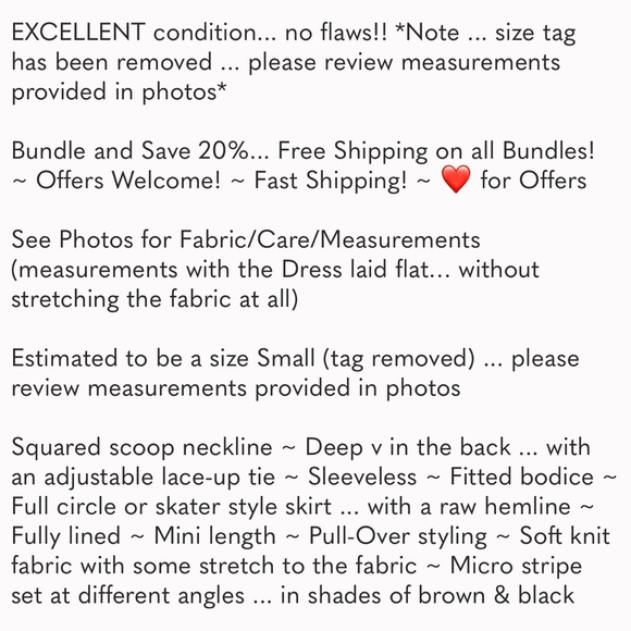 FREE PEOPLE Brown Lace Up Back Chevron Stripes Skater Dress Knit Boho ~ Small - Picture 12 of 12